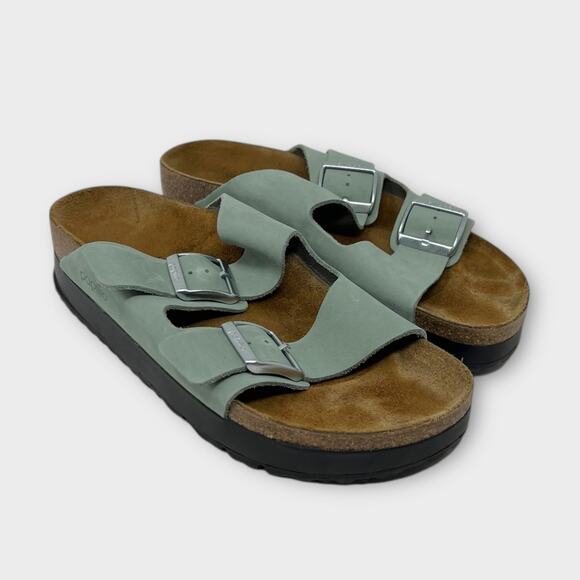 Birkenstock Papillio Arizona Platform Sandal-Nubuck in Pure Sage Size 41/10 - Picture 2 of 11